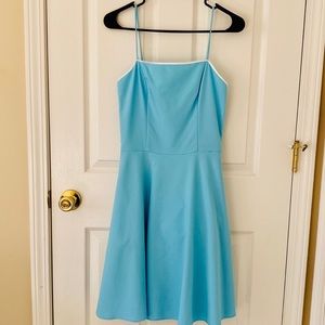 Baby Blue Spaghetti Strap Dress w White Trim